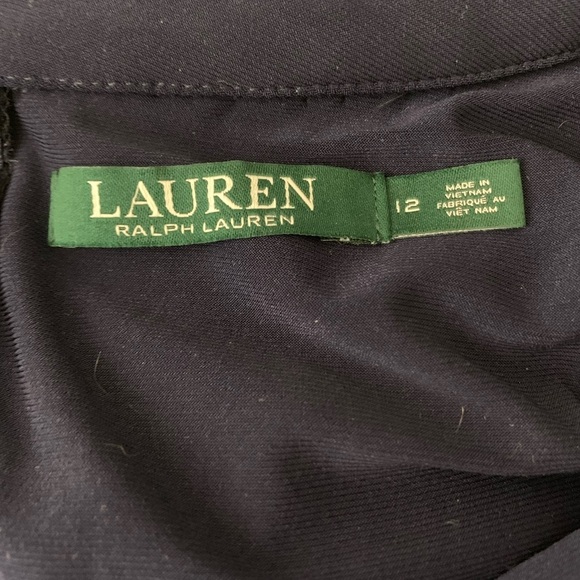 Lauren Ralph Lauren Navy Beaded Neck Sleeveless Evening Gown Sz 12 - Picture 5 of 9